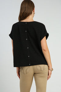 Umgee Textured Jacquard Top in Black Shirts & Tops Umgee   