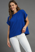 Load image into Gallery viewer, Umgee Textured Jacquard Top in Royal Blue Shirts &amp; Tops Umgee   
