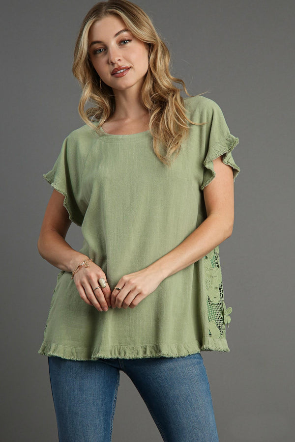 Umgee Jacquard Heart Collared Shirt