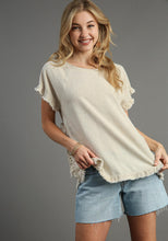 Load image into Gallery viewer, Umgee Solid Color Top with Laced Back in Oatmeal Shirts &amp; Tops Umgee   
