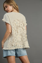 Load image into Gallery viewer, Umgee Solid Color Top with Laced Back in Oatmeal Shirts &amp; Tops Umgee   
