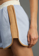 Umgee Color Block Knit Jacquard Shorts in Light Blue Shorts Umgee   