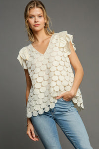 Umgee Polka Dot Lace Top in Natural