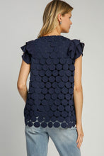 Load image into Gallery viewer, Umgee Polka Dot Lace Top in Navy
