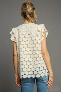 Umgee Polka Dot Lace Top in Natural