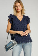 Load image into Gallery viewer, Umgee Polka Dot Lace Top in Navy
