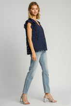 Load image into Gallery viewer, Umgee Polka Dot Lace Top in Navy
