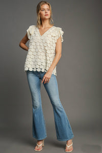 Umgee Polka Dot Lace Top in Natural