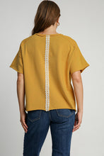 Load image into Gallery viewer, Umgee Lace Applique Peace Sign Top in Goldenrod
