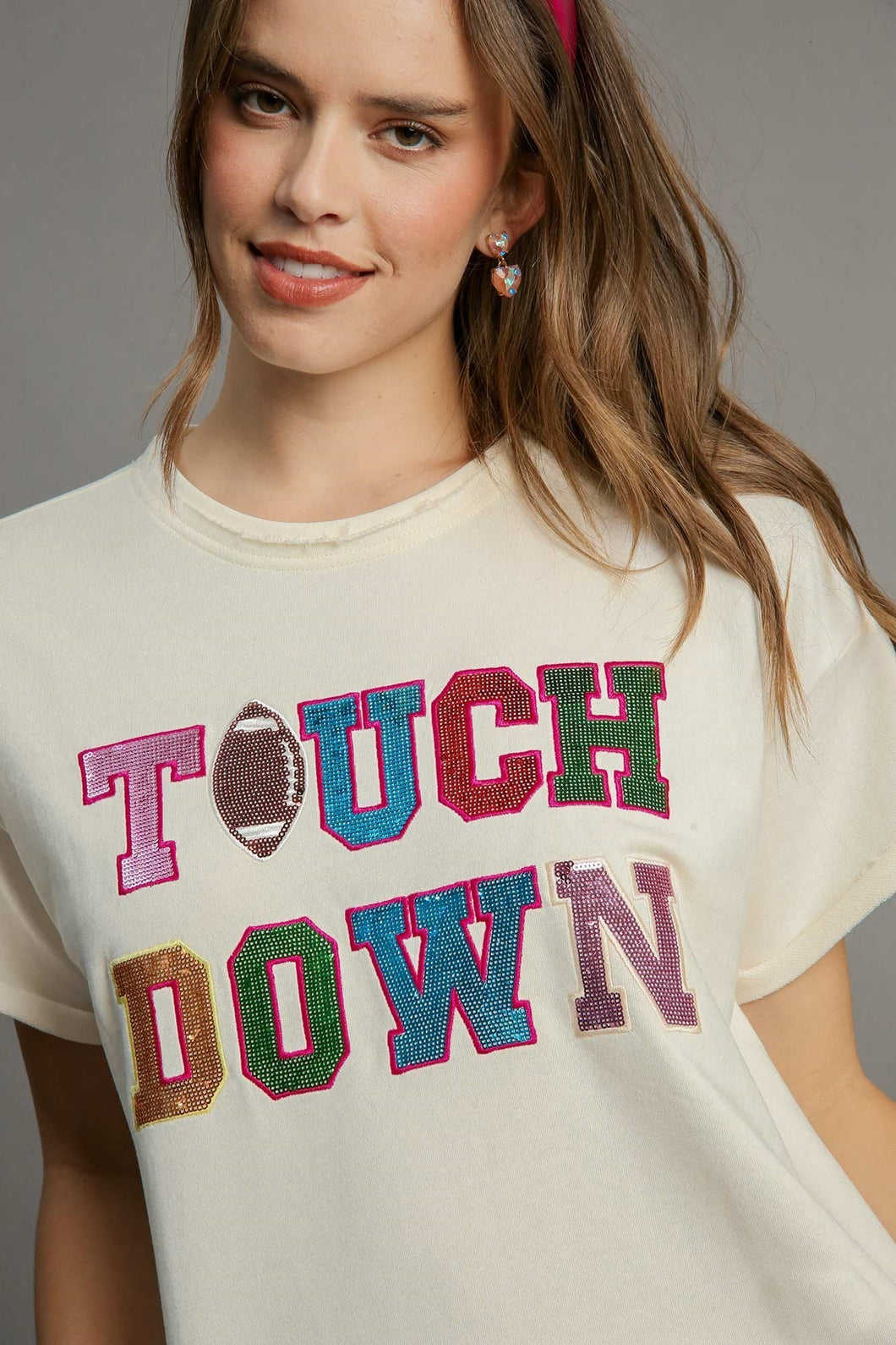 Umgee Game Day Style Sequin Top in Cream