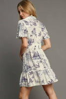 Umgee Landscape Print Mini Dress in Cream FINAL SALE