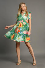 Load image into Gallery viewer, Umgee Floral Print Collared Mini Dress in Sage Mix
