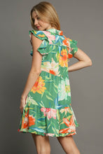 Load image into Gallery viewer, Umgee Floral Print Collared Mini Dress in Sage Mix
