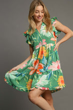 Load image into Gallery viewer, Umgee Floral Print Collared Mini Dress in Sage Mix
