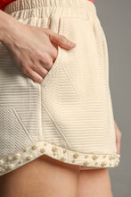 Load image into Gallery viewer, Umgee Textured Shorts with Pearl Details in Cream
