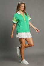 Load image into Gallery viewer, Umgee Mixed Solid &amp; Stripe Contrasting Top in Green
