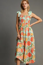 Load image into Gallery viewer, Umgee Floral Print Bow Tie Maxi Dress in Mint Mix
