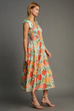 Load image into Gallery viewer, Umgee Floral Print Bow Tie Maxi Dress in Mint Mix
