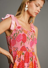 Load image into Gallery viewer, Umgee Floral Print Bow Tie Maxi Dress in Pink Mix
