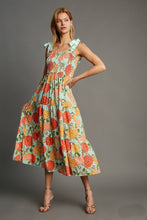 Load image into Gallery viewer, Umgee Floral Print Bow Tie Maxi Dress in Mint Mix
