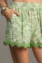 Load image into Gallery viewer, Umgee Two Toned Print Shorts in Sage
