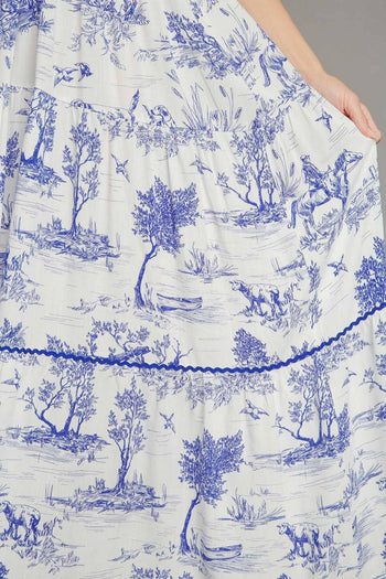 Umgee Two Toned Landscape Print Maxi Dress in Blue FINAL SALE