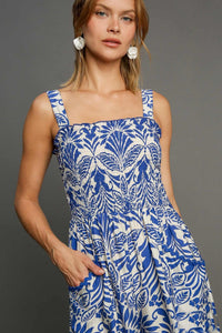 Umgee Abstract Print Jumpsuit in Blue Mix