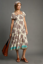 Load image into Gallery viewer, Umgee Paisley Print Midi Dress with Contrasting Border in Cream Mix
