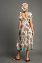 Load image into Gallery viewer, Umgee Paisley Print Midi Dress with Contrasting Border in Cream Mix
