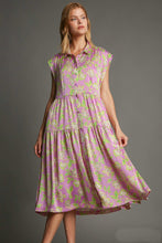 Load image into Gallery viewer, Umgee Floral Print Button Down Maxi Dress in Lavender Mix
