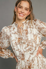 Load image into Gallery viewer, Umgee Lurex Fabric Floral Print Midi Dress in Brown ON ORDER
