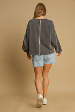 Load image into Gallery viewer, Umgee French Terry Top with Lace Peace Sign Patch in Charcoal
