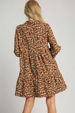 Load image into Gallery viewer, Umgee Floral Print Corduroy A-Line Dress in Brown Mix
