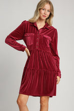 Load image into Gallery viewer, Umgee Textured Striped Velvet Dress in Berry
