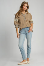 Load image into Gallery viewer, Umgee Mixed Color Block and Stripe Patterned Top in Mocha
