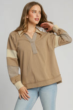 Load image into Gallery viewer, Umgee Mixed Color Block and Stripe Patterned Top in Mocha
