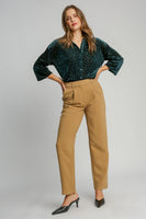 Umgee Burnout Animal Pattern Velvet Top in Hunter Green