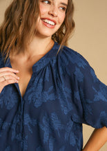 Load image into Gallery viewer, Umgee Solid Color Floral Burnout Top in Navy
