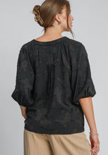 Load image into Gallery viewer, Umgee Solid Color Floral Burnout Top in Black
