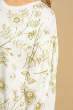 Load image into Gallery viewer, Umgee French Terry Floral Print Mini Dress in Light Olive ON ORDER
