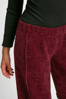Umgee Soft Knit Solid Color Pants in Merlot