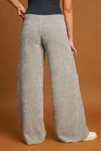 Umgee Soft Knit Solid Color Pants in Light Grey