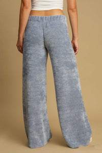 Umgee Soft Knit Solid Color Pants in Denim Blue