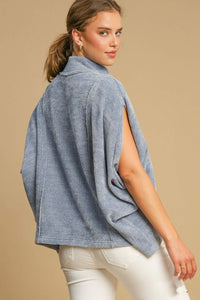 Umgee Soft Knit Solid Color Top in Denim Blue