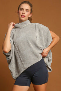 Umgee Soft Knit Solid Color Top in Light Grey