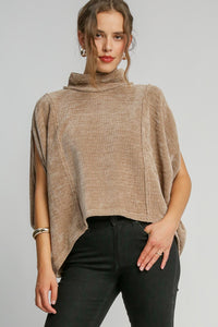 Umgee Soft Knit Solid Color Top in Mocha