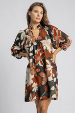 Load image into Gallery viewer, Umgee Lightweight Floral Print Dress in Rust Mix
