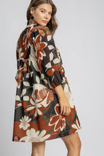 Load image into Gallery viewer, Umgee Lightweight Floral Print Dress in Rust Mix
