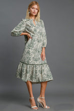 Load image into Gallery viewer, Umgee Landscape Print Midi Dress in Forest Green
