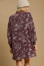 Load image into Gallery viewer, Umgee French Terry Mixed Print Dress in Plum
